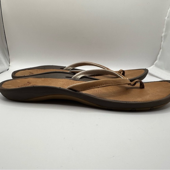 Reef Women's Brown Leather Flip Flops - Picture 4 of 5
